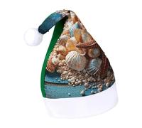 Rrtsmsgh Glitter Sequin Christmas Hat Funny Soft Xmas Cap Adult, Sea Shells And Starfish Santa Hat for New Year Party