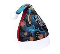 Rrtsmsgh Glitter Sequin Christmas Hat Funny Soft Xmas Cap Adult, Sea Turtle Boho Style Santa Hat for New Year Party