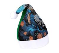Rrtsmsgh Glitter Sequin Christmas Hat Funny Soft Xmas Cap Adult, Sea Turtle Boho Style Santa Hat for New Year Party