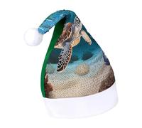 Rrtsmsgh Glitter Sequin Christmas Hat Funny Soft Xmas Cap Adult, Sea Turtle Swimming Santa Hat for New Year Party
