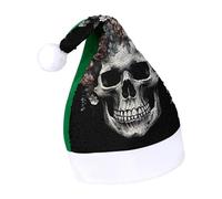 Rrtsmsgh Glitter Sequin Christmas Hat Funny Soft Xmas Cap Adult, Skull in Darkness Santa Hat for New Year Party