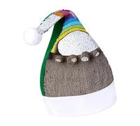 Rrtsmsgh Glitter Sequin Christmas Hat Funny Soft Xmas Cap Adult, Small Rainbow Santa Hat for New Year Party