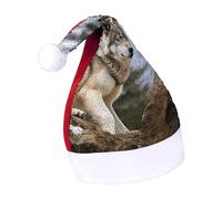 Rrtsmsgh Glitter Sequin Christmas Hat Funny Soft Xmas Cap Adult, Snow Mountain Wild Wolf Santa Hat for New Year Party
