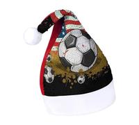 Rrtsmsgh Glitter Sequin Christmas Hat Funny Soft Xmas Cap Adult, Soccer USA Flag Santa Hat for New Year Party