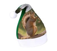 Rrtsmsgh Glitter Sequin Christmas Hat Funny Soft Xmas Cap Adult, Squirrel Hold A Umbrellas Santa Hat for New Year Party