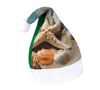 Rrtsmsgh Glitter Sequin Christmas Hat Funny Soft Xmas Cap Adult, Starfish Coral And Seashell Santa Hat for New Year Party