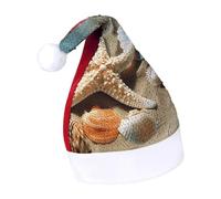 Rrtsmsgh Glitter Sequin Christmas Hat Funny Soft Xmas Cap Adult, Starfish Coral And Seashell Santa Hat for New Year Party