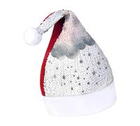Rrtsmsgh Glitter Sequin Christmas Hat Funny Soft Xmas Cap Adult, Stars And Clouds Santa Hat for New Year Party, Red-style