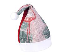 Rrtsmsgh Glitter Sequin Christmas Hat Funny Soft Xmas Cap Adult, Summer Flamingo Palm Leaves Santa Hat for New Year Party