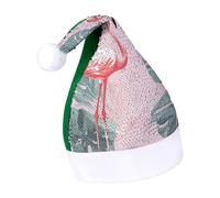 Rrtsmsgh Glitter Sequin Christmas Hat Funny Soft Xmas Cap Adult, Summer Flamingo Palm Leaves Santa Hat for New Year Party