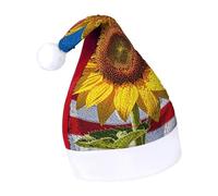 Rrtsmsgh Glitter Sequin Christmas Hat Funny Soft Xmas Cap Adult, Sunflower And Flag Santa Hat for New Year Party