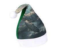Rrtsmsgh Glitter Sequin Christmas Hat Funny Soft Xmas Cap Adult, Sunny Sea Turtle Santa Hat for New Year Party