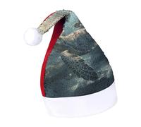 Rrtsmsgh Glitter Sequin Christmas Hat Funny Soft Xmas Cap Adult, Sunny Sea Turtle Santa Hat for New Year Party