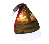Rrtsmsgh Glitter Sequin Christmas Hat Funny Soft Xmas Cap Adult, Sunrise on Big Tree Santa Hat for New Year Party