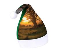 Rrtsmsgh Glitter Sequin Christmas Hat Funny Soft Xmas Cap Adult, Sunrise on Big Tree Santa Hat for New Year Party