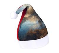Rrtsmsgh Glitter Sequin Christmas Hat Funny Soft Xmas Cap Adult, Sunrise over Mountain Forest Lake Santa Hat for New Year Party
