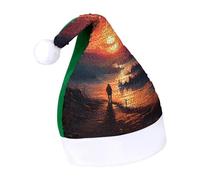 Rrtsmsgh Glitter Sequin Christmas Hat Funny Soft Xmas Cap Adult, Sunset Art Santa Hat for New Year Party