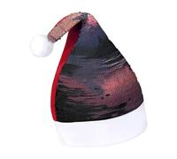 Rrtsmsgh Glitter Sequin Christmas Hat Funny Soft Xmas Cap Adult, Sunset Landscape Mountains Lake Santa Hat for New Year Party
