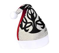 Rrtsmsgh Glitter Sequin Christmas Hat Funny Soft Xmas Cap Adult, Supernatural Symbols Black Print Santa Hat for New Year Party