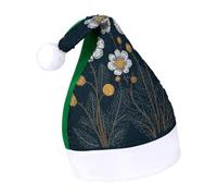 Rrtsmsgh Glitter Sequin Christmas Hat Funny Soft Xmas Cap Adult, Three White Flowers Santa Hat for New Year Party