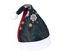 Rrtsmsgh Glitter Sequin Christmas Hat Funny Soft Xmas Cap Adult, Three White Flowers Santa Hat for New Year Party