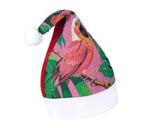 Rrtsmsgh Glitter Sequin Christmas Hat Funny Soft Xmas Cap Adult, Tropical Birds Plant Leaf Santa Hat for New Year Party