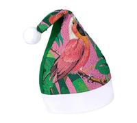 Rrtsmsgh Glitter Sequin Christmas Hat Funny Soft Xmas Cap Adult, Tropical Birds Plant Leaf Santa Hat for New Year Party