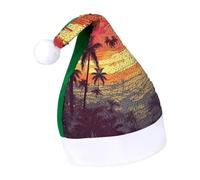 Rrtsmsgh Glitter Sequin Christmas Hat Funny Soft Xmas Cap Adult, Tropical Island Sunset Santa Hat for New Year Party