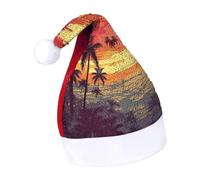 Rrtsmsgh Glitter Sequin Christmas Hat Funny Soft Xmas Cap Adult, Tropical Island Sunset Santa Hat for New Year Party