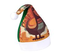 Rrtsmsgh Glitter Sequin Christmas Hat Funny Soft Xmas Cap Adult, Turkey in Front of Leaves Santa Hat for New Year Party, Green-style