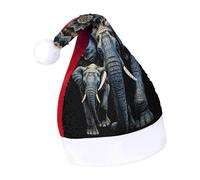 Rrtsmsgh Glitter Sequin Christmas Hat Funny Soft Xmas Cap Adult, Two Elephants On Black Background Santa Hat for New Year Party, Red-style