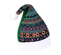 Rrtsmsgh Glitter Sequin Christmas Hat Funny Soft Xmas Cap Adult, Unique Aztec Pattern Santa Hat for New Year Party