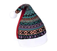 Rrtsmsgh Glitter Sequin Christmas Hat Funny Soft Xmas Cap Adult, Unique Aztec Pattern Santa Hat for New Year Party