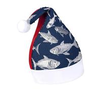 Rrtsmsgh Glitter Sequin Christmas Hat Funny Soft Xmas Cap Adult, Various Sea Fish Pattern Santa Hat for New Year Party, Red-style