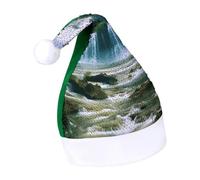 Rrtsmsgh Glitter Sequin Christmas Hat Funny Soft Xmas Cap Adult, Waterfall Scenery Santa Hat for New Year Party