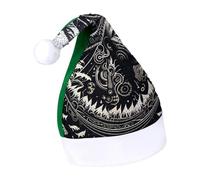 Rrtsmsgh Glitter Sequin Christmas Hat Funny Soft Xmas Cap Adult, White And Black Tribal Illustration Santa Hat for New Year Party