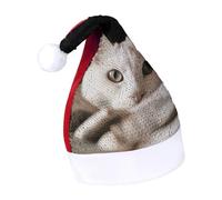 Rrtsmsgh Glitter Sequin Christmas Hat Funny Soft Xmas Cap Adult, White Cat And Pile of Dollars Santa Hat for New Year Party