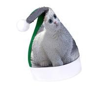 Rrtsmsgh Glitter Sequin Christmas Hat Funny Soft Xmas Cap Adult, White Cute Cat Santa Hat for New Year Party, Green-style