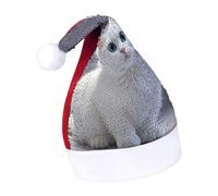 Rrtsmsgh Glitter Sequin Christmas Hat Funny Soft Xmas Cap Adult, White Cute Cat Santa Hat for New Year Party, Red-style