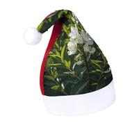 Rrtsmsgh Glitter Sequin Christmas Hat Funny Soft Xmas Cap Adult, White Natural Greenery Twig Santa Hat for New Year Party
