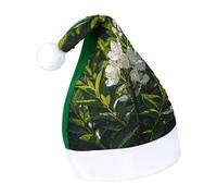 Rrtsmsgh Glitter Sequin Christmas Hat Funny Soft Xmas Cap Adult, White Natural Greenery Twig Santa Hat for New Year Party