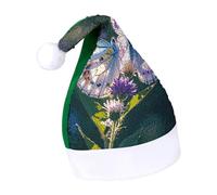 Rrtsmsgh Glitter Sequin Christmas Hat Funny Soft Xmas Cap Adult, White Purple Butterflies Santa Hat for New Year Party