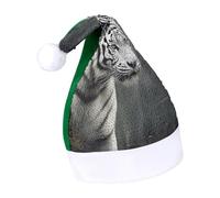 Rrtsmsgh Glitter Sequin Christmas Hat Funny Soft Xmas Cap Adult, White Tiger Santa Hat for New Year Party