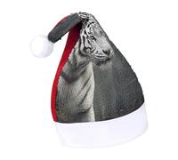Rrtsmsgh Glitter Sequin Christmas Hat Funny Soft Xmas Cap Adult, White Tiger Santa Hat for New Year Party
