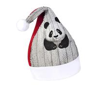 Rrtsmsgh Glitter Sequin Christmas Hat Funny Soft Xmas Cap Adult, White Wooden Panda Santa Hat for New Year Party