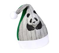 Rrtsmsgh Glitter Sequin Christmas Hat Funny Soft Xmas Cap Adult, White Wooden Panda Santa Hat for New Year Party