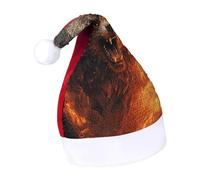 Rrtsmsgh Glitter Sequin Christmas Hat Funny Soft Xmas Cap Adult, Wild Wolf in The Fire Santa Hat for New Year Party