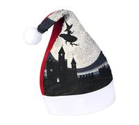 Rrtsmsgh Glitter Sequin Christmas Hat Funny Soft Xmas Cap Adult, Witch Flying Santa Hat for New Year Party