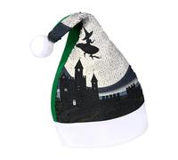 Rrtsmsgh Glitter Sequin Christmas Hat Funny Soft Xmas Cap Adult, Witch Flying Santa Hat for New Year Party
