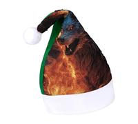 Rrtsmsgh Glitter Sequin Christmas Hat Funny Soft Xmas Cap Adult, Wolf Surrounded by Fire Santa Hat for New Year Party